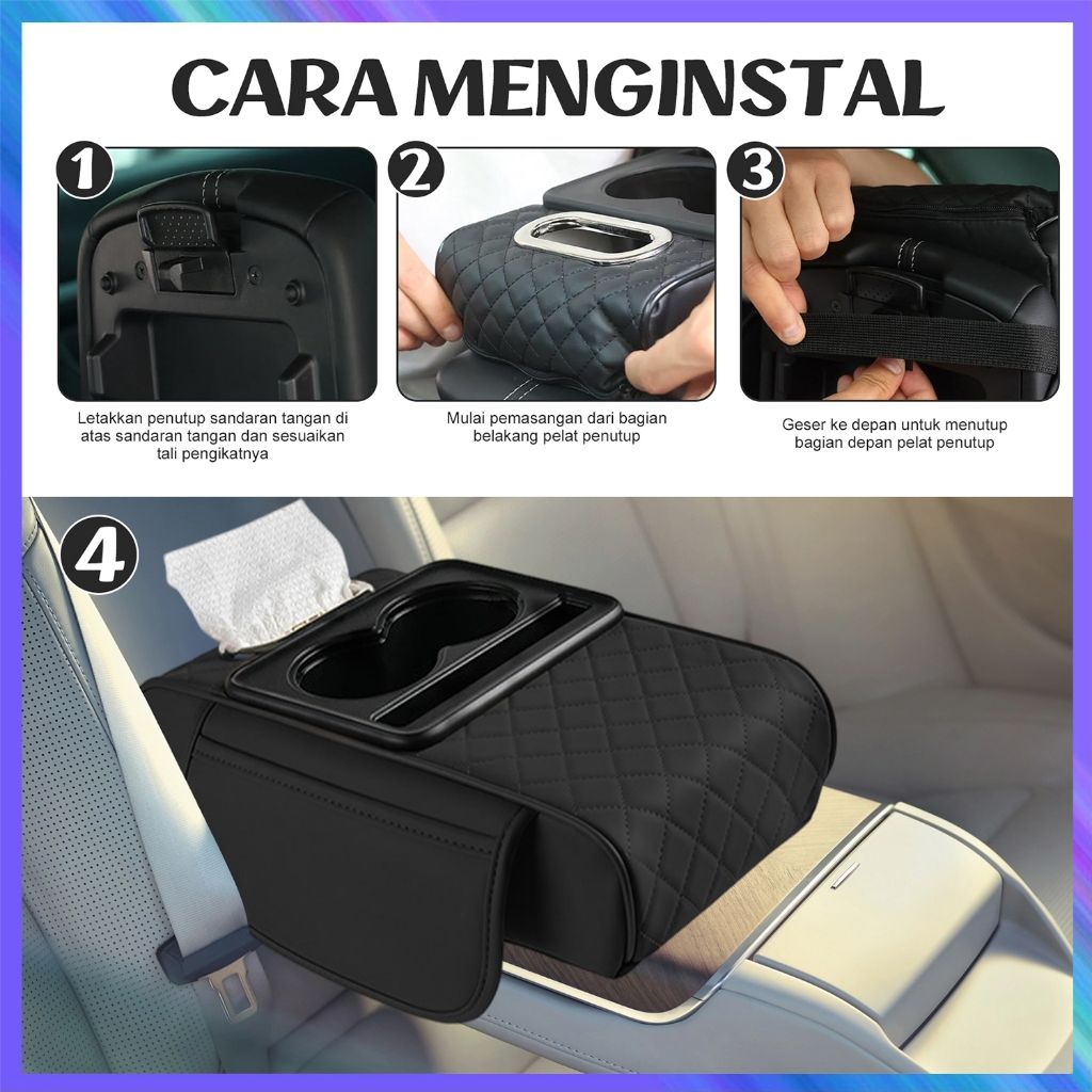 Premium Sun Visor PU Leather Car Tissue Box Holder with 50 Free Tissues