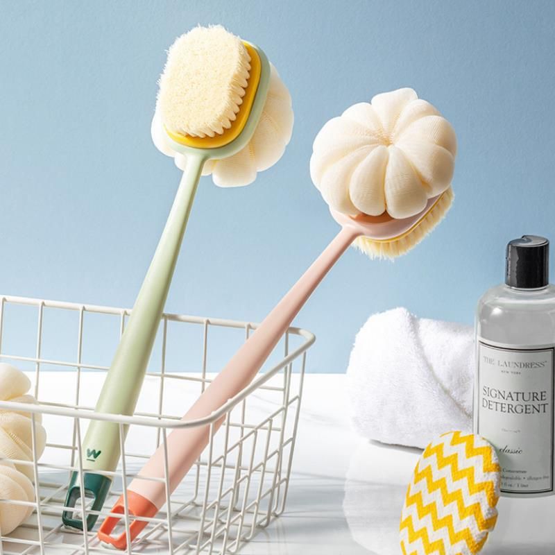 Double Sided Scrubbing Tool Bath Brush Long Handle Soft Fur Bath Brush