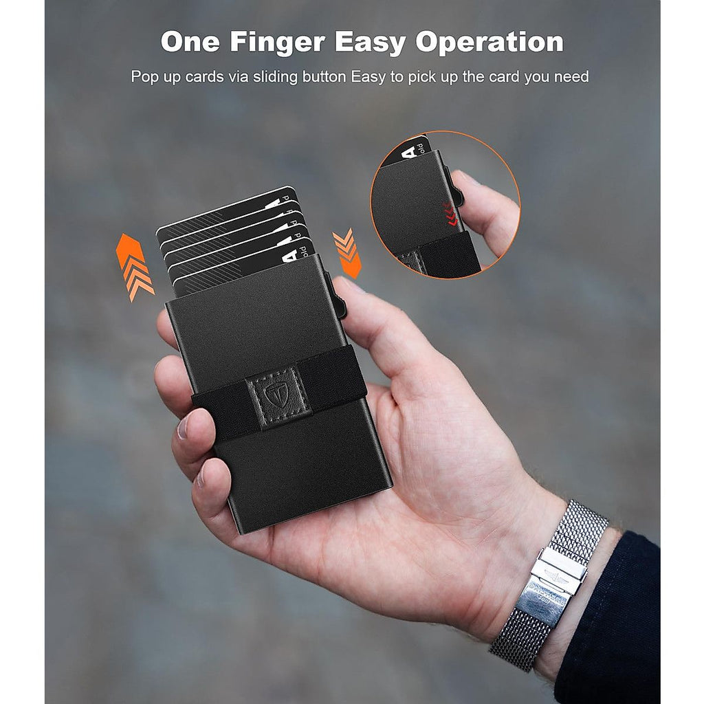 Card Holder Wallet Minimalist Slim Metal RFID Blocking Card Protector Pop Up Credit Card Wallets for Men