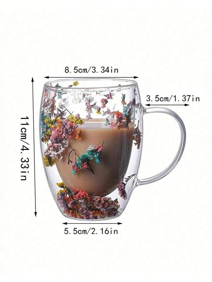 350ml Double-Layer Glass Cup Drinkware Dry Flower High Borosilicate Glasses Cup