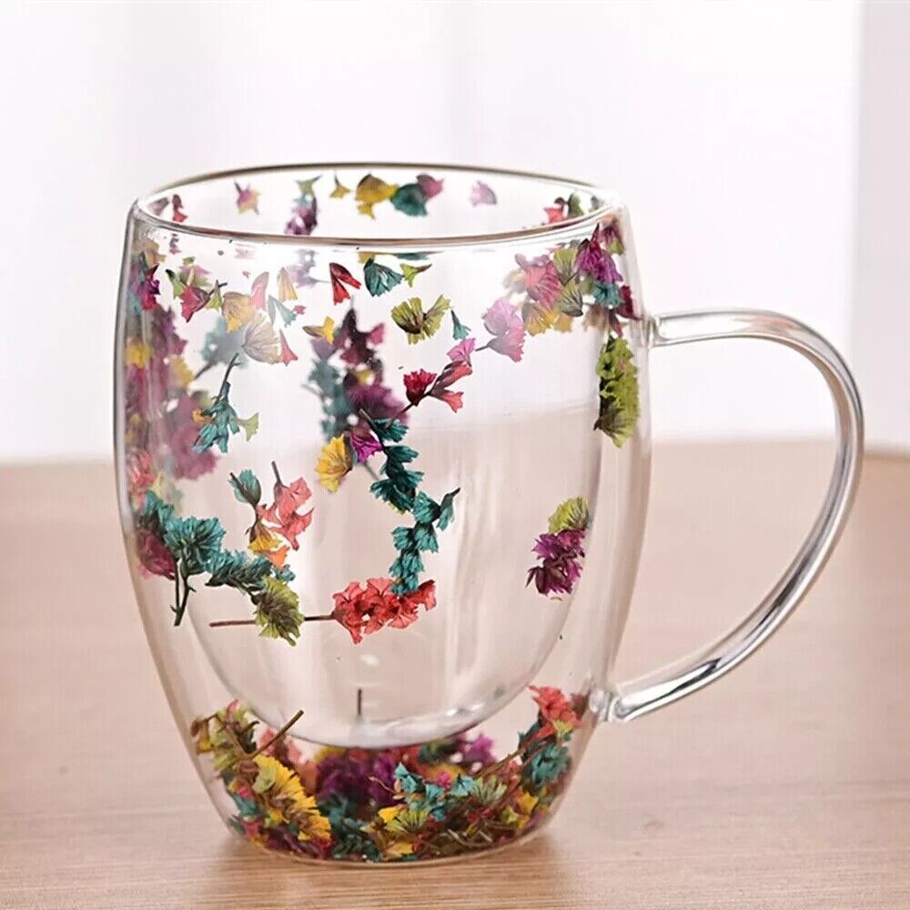 350ml Double-Layer Glass Cup Drinkware Dry Flower High Borosilicate Glasses Cup