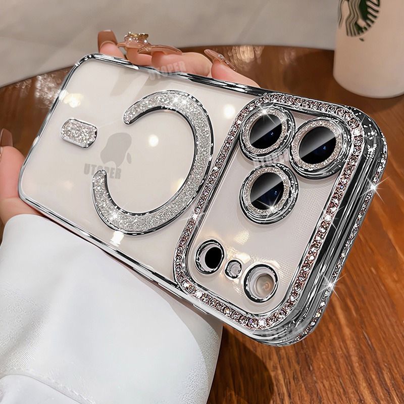 Luxury Diamond Magnetic Case for Magsafe IPhone 17 promax