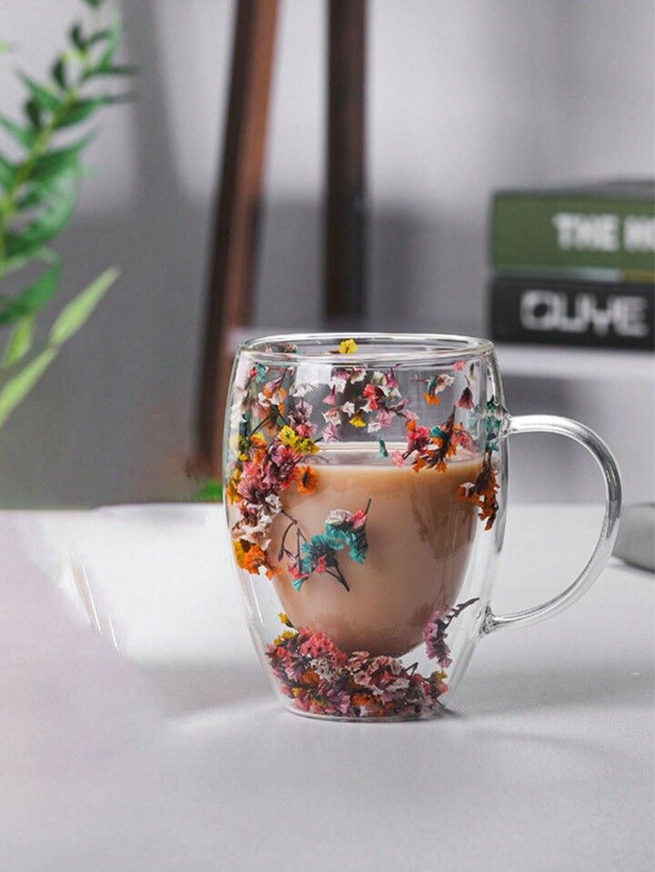350ml Double-Layer Glass Cup Drinkware Dry Flower High Borosilicate Glasses Cup