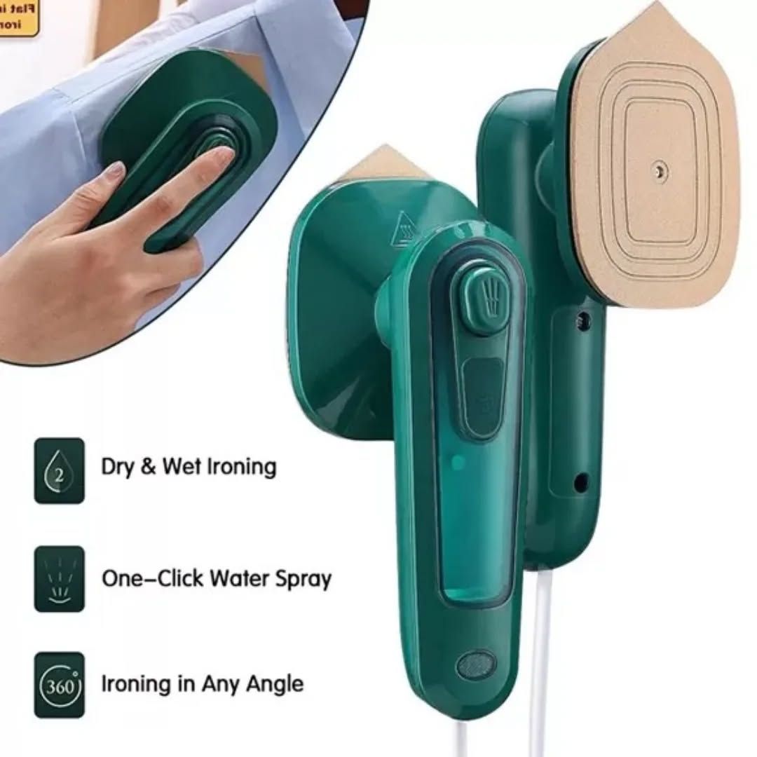 Portable Mini Steam Iron Handheld Garment Steamer – Professional Micro Ironing Machine for Clothes | Travel Fabric Steamer for Dry & Wet Ironing | Household Electric Mini Iron for Home & Travel (Green)