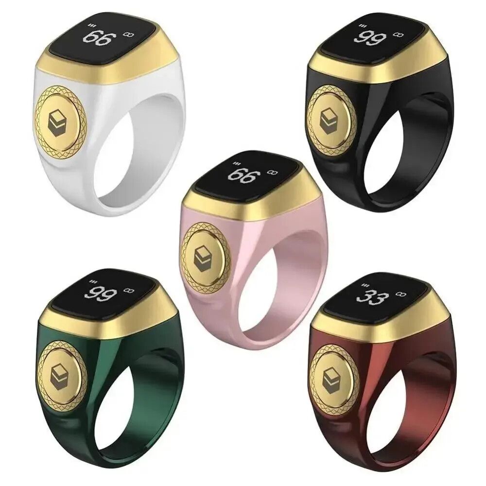 Muslim Iqibla Zikr Ring Digital Counter Tasbeeh Smart Tasbih Tally Counter Ring for Muslims Zikr Digital Tasbeeh 5 Prayer Time Encounter and Prayer Reminder
