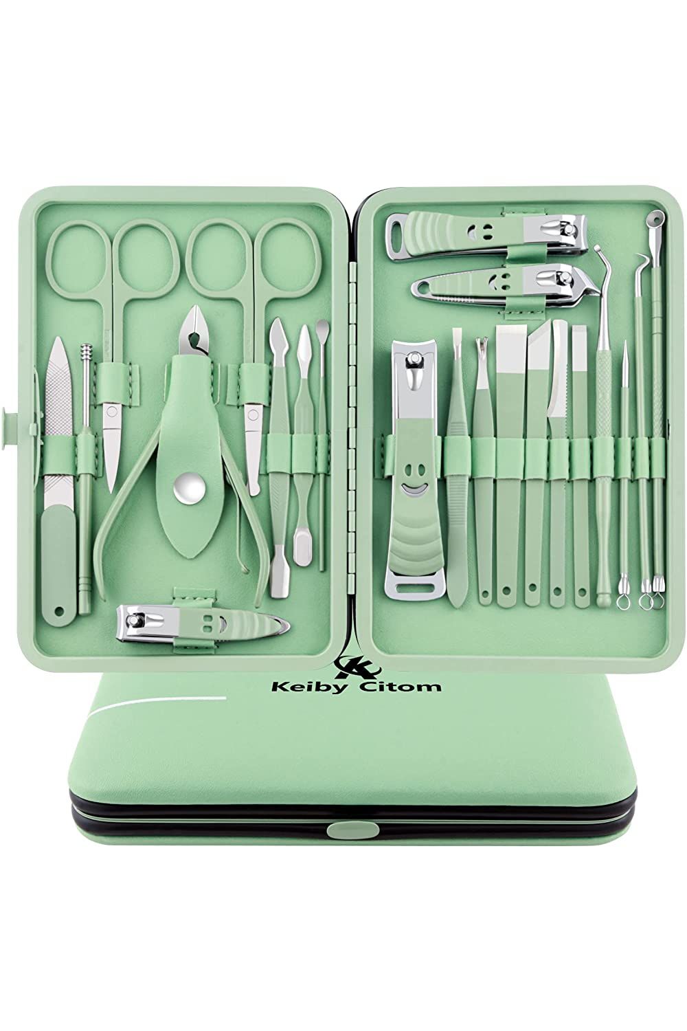 Professional 16 Pcs Manicure Pedicure Set | Stainless Steel Nail Clipper & Grooming Kit | Nail Scissors, Tweezers, Cuticle Trimmer & Foot Hand Care Tools with Premium PU Leather Case – Travel Nail Care Set for Men & Women