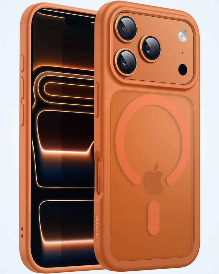 AG Matte glass Cosmic Orange 17 pro max convert Case..for iphone 13 Pro Max, 14 Pro Max, 15 Pro Max, 16 Pro Max back cover