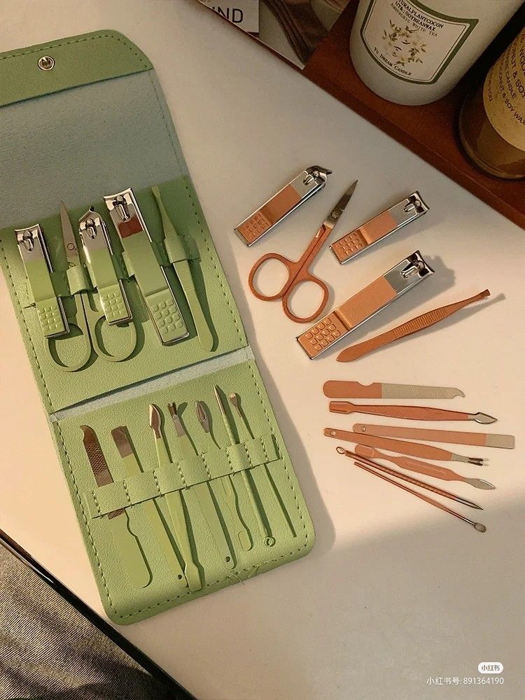 Professional 16 Pcs Manicure Pedicure Set | Stainless Steel Nail Clipper & Grooming Kit | Nail Scissors, Tweezers, Cuticle Trimmer & Foot Hand Care Tools with Premium PU Leather Case – Travel Nail Care Set for Men & Women